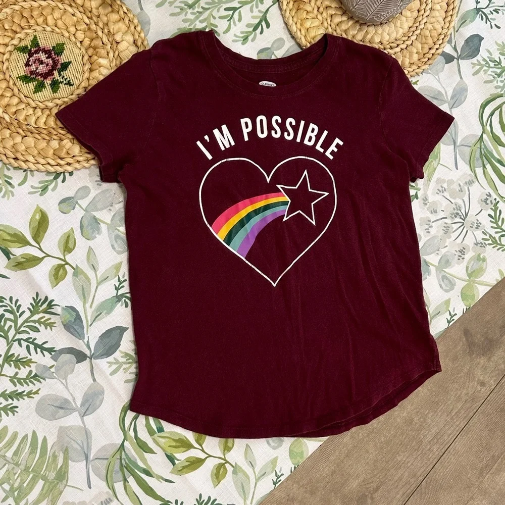 Old Navy Girl’s Positive Graphic T-Shirt I'm Possible' Cotton Size Large